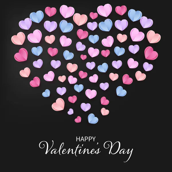 Happy Valentine Day Colorful Hearts Illustration — Vetor de Stock