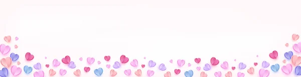 Horizontal Banner Paper Cut Colorful Hearts — Image vectorielle