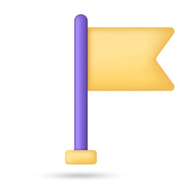 Bayrak simgesi. Beyaz arkaplanda 3 boyutlu resimleme izole edildi