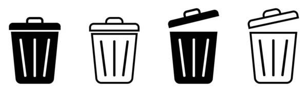 Mülleimer Symbol Mülleimer Aufgestellt Vektor Symbol Isoliert Auf Weißem Hintergrund — Stockvektor