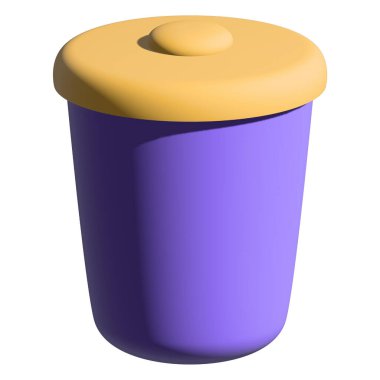 Üç boyutlu gerçekçi çöp kutusu. Çöp tenekesi beyaz arkaplanda izole edildi