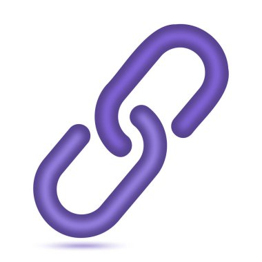 Bağlantı 3D simgesi. Zincir sembolü. Vektör illüstrasyonu beyaz arkaplanda izole edildi