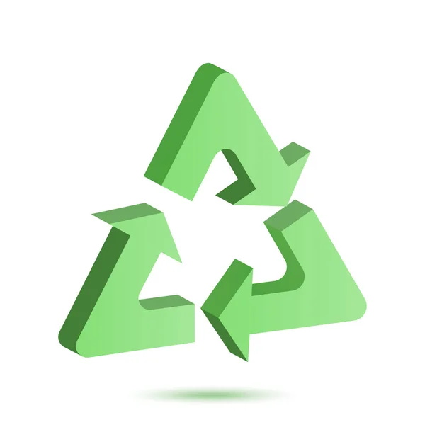 緑のリサイクルアイコン 廃棄物ゼロライフスタイル 3Dレンダリング — ストックベクタ