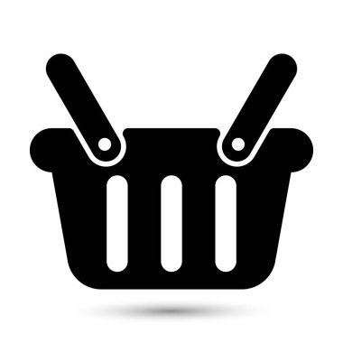 Yemek sepeti ikonu. Vektör illüstrasyonu beyaz arkaplanda izole edildi