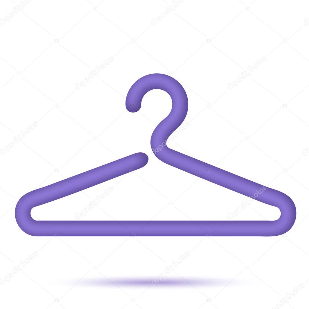 Purple hanger wardrobe icon. Cloakroom symbol. 3d illustration