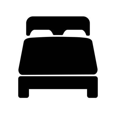 Çift yatak ikonu. Vektör illüstrasyonu beyaz arkaplanda izole edildi