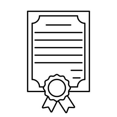 Vektör sertifika simgesi. Vektör illüstrasyonu beyaz arkaplanda izole edildi