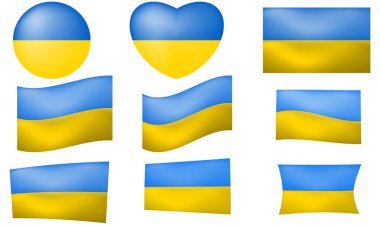 Çeşitli Bayraklar Ukrayna Bağımsız Ülke Seti. Savaşı Durdur