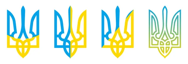 Set Van Oekraïense Drietand Pictogram — Stockvector