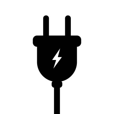 Elektrik prizi simgesi. Vektör illüstrasyonu beyaz arkaplanda izole edildi