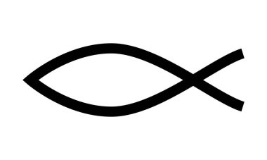 Hristiyan balık sembolü. İsa 'nın balık burcu. Vektör illüstrasyonu beyaz arkaplanda izole edildi