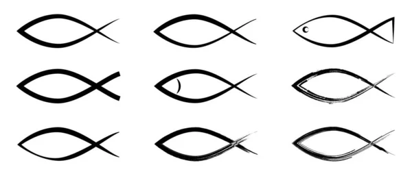 Set Christlicher Fischsymbole — Stockvektor