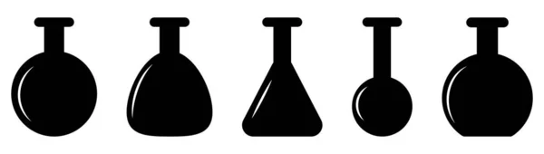 Icone Della Provetta Chimica Attrezzature Chimiche Laboratorio Illustrazione Vettoriale Isolata — Vettoriale Stock