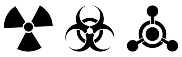 Soubor Ikon Radiace Biologického Chemického Nebezpečí — Stockový vektor