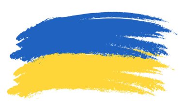 Ukrayna bayrağı boyalı fırça
