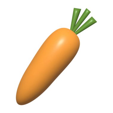 Havuç 3d simgesi. Vektör illüstrasyonu beyaz arkaplanda izole edildi