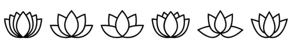 Set Lotus Line Icon — ストックベクタ