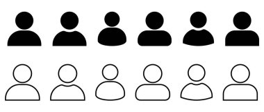 Kullanıcı simgesi seti. Vektör illüstrasyonu beyaz arkaplanda izole edildi