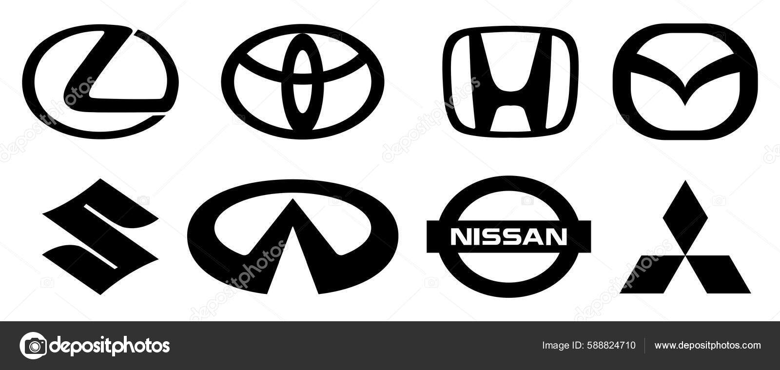 Set Most Popular Japanese Car Companies Logo Stock Vector Image by