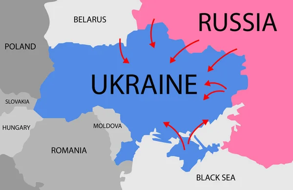 Rusia Melawan Ukraina Peta - Stok Vektor