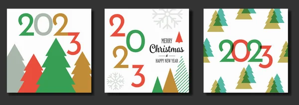 2023 Happy New Year Posters Set — Stock Vector