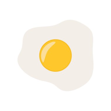 Kızarmış yumurta beyaz arka planda izole edilmiş. Düz bir yumurta ikonu. Sahanda yumurta, yakın plan. Vektör