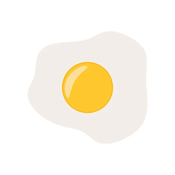 Gebakken ei geïsoleerd op een witte achtergrond. Een plat gebakken ei icoon. Gefrituurde ei close-up. Vector — Stockvector