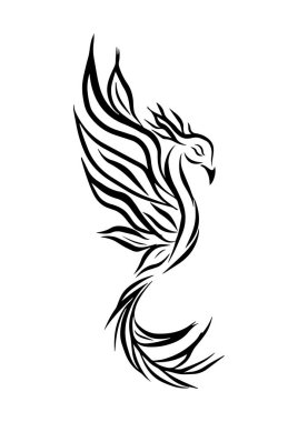 Phoenix illüstrasyon, çizim, oyma, mürekkep, doğrusal sanat, vektör, mutluluk kuşu