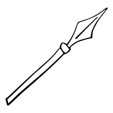 Mızrak. - Silah. Sözcü simgesi. Logonun izole edilmiş işaret sembolünün vektör illüstrasyonu