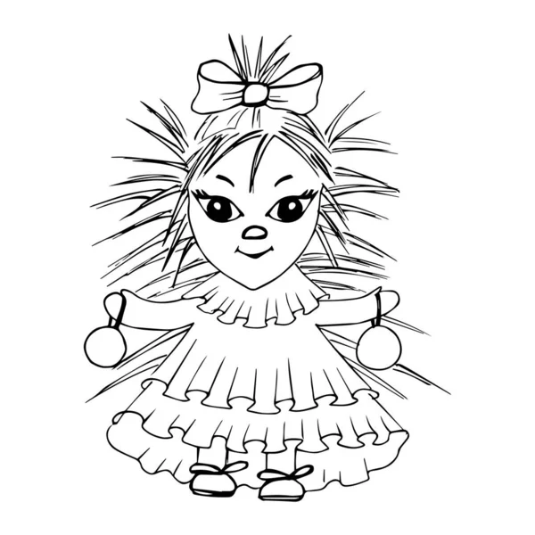 Cartoon doodles hedgehog bonito. Hedgehog num vestido. Ano Novo 2022 - ilustrações vetoriais isoladas —  Vetores de Stock