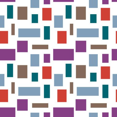 Renkli nesnelerin çarpıcı, modaya uygun, pürüzsüz desenleri basit düz bir şekilde. Çocuk kıyafetleri, modaya uygun kumaşlar, ev dekorları, arka planlar, kartpostallar ve şablonlar, ambalaj, kağıt