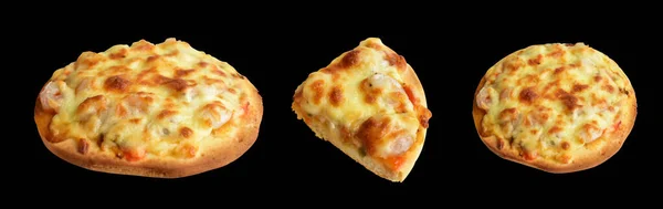 Pizza Fromage Isolé Arrière Plan Noir Avec Chemin Coupe Pas — Photo