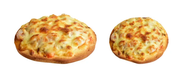 Ost Pizza Isolerad Vit Bakgrund Med Klippning Väg Ingen Skugga — Stockfoto