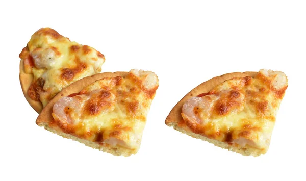 Pizza Queijo Isolada Fundo Branco Com Caminho Recorte Sem Sombra — Fotografia de Stock