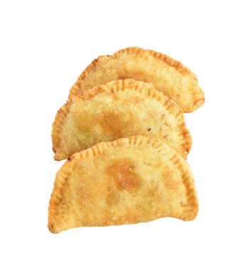 Kızarmış hamur köftesi et, sığır eti, domuz ya da deniz ürünleri, lahana, beyaz arka planda tavuk, kırpma yolu, gölge yok. Japon yemekleri, gyoza, Çin Dim Sum
