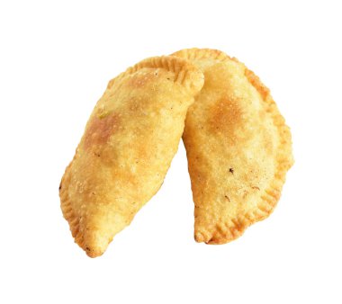 Kızarmış hamur köftesi et, sığır eti, domuz ya da deniz ürünleri, lahana, beyaz arka planda tavuk, kırpma yolu, gölge yok. Japon yemekleri, gyoza, Çin Dim Sum