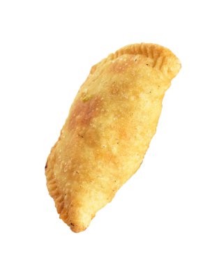 Kızarmış hamur köftesi et, sığır eti, domuz ya da deniz ürünleri, lahana, beyaz arka planda tavuk, kırpma yolu, gölge yok. Japon yemekleri, gyoza, Çin Dim Sum