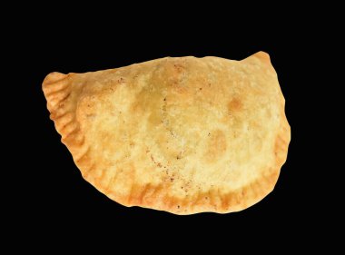 Kızarmış hamur köftesi et, sığır eti, domuz ya da deniz ürünleri, lahana, beyaz arka planda tavuk, kırpma yolu, gölge yok. Japon yemekleri, gyoza, Çin Dim Sum