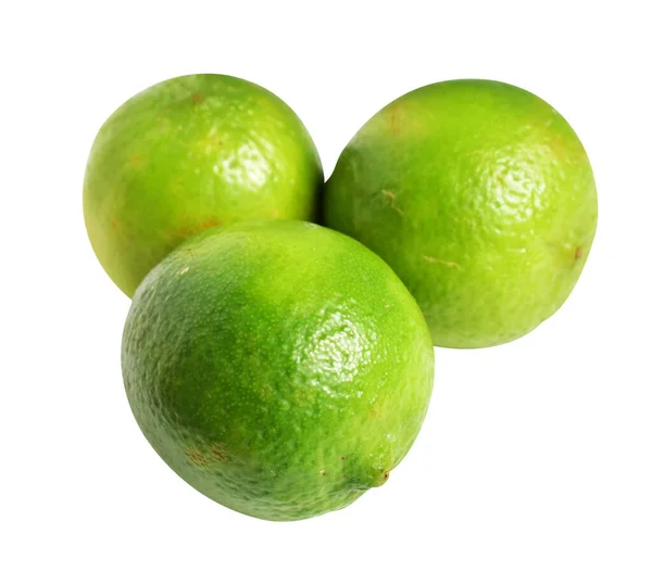 Свежий Зеленый Лимон Фрукты Изолированы Обрезки Пути Тени Куски Половина — стоковое фото