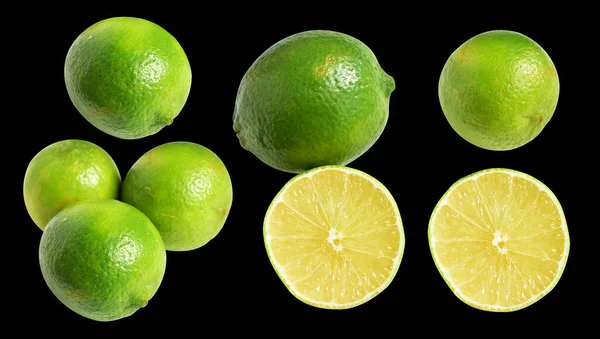 Frutta Fresca Verde Limone Isolato Con Percorso Ritaglio Senza Ombra — Foto Stock