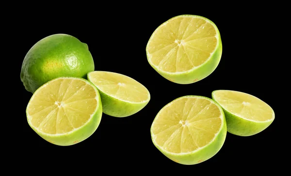Fruta Limão Verde Fresca Isolada Com Caminho Recorte Sem Sombra — Fotografia de Stock