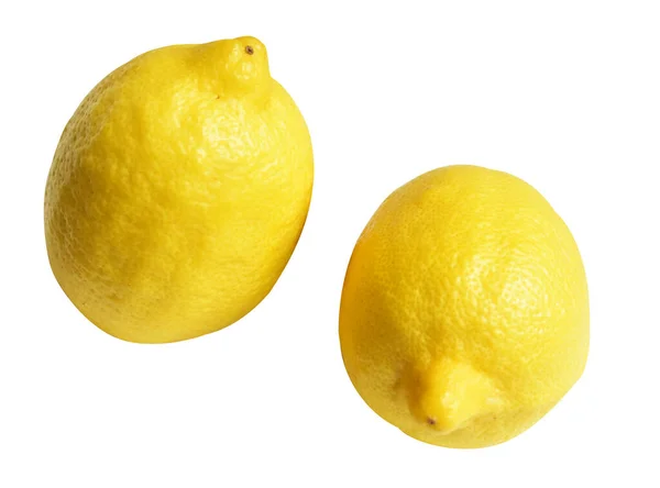 Свежий Желтый Лимон Фрукты Изолированы Обрезки Пути Тени Куски Половина — стоковое фото
