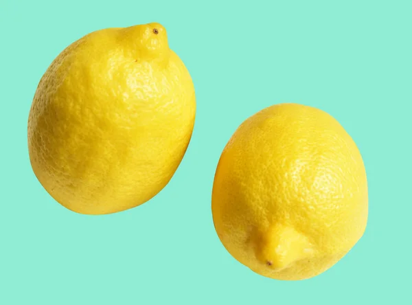 Fresh Yellow Lemon Fruit Isolated Clipping Path Shadow Pieces Half — Stock Photo, Image