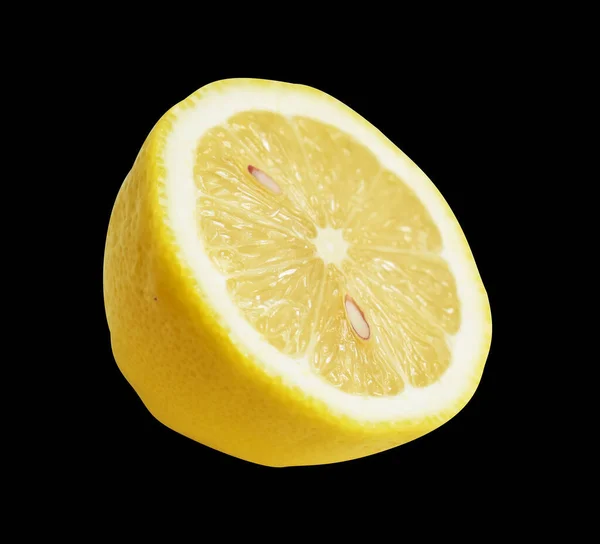 Fresh Yellow Lemon Fruit Isolated Clipping Path Shadow Pieces Half — Stock Photo, Image