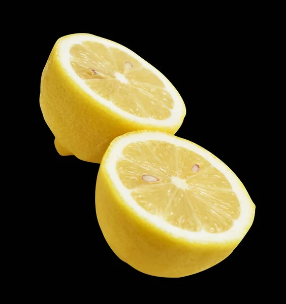 Fresh Yellow Lemon Fruit Isolated Clipping Path Shadow Pieces Half — Stock Photo, Image