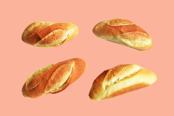 Laib Und Schwarzbrot Käsecroissant Isoliert Vor Weißem Hintergrund Traditionelles Brot — Stockfoto