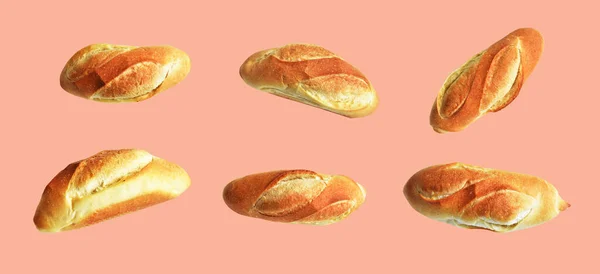 Zestaw Bochenków Czarnego Chleba Ser Croissant Izolowany Białym Tle Tradycyjny — Zdjęcie stockowe