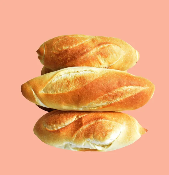 パンと黒パンのセット 白い背景に隔離されたチーズクロワッサン クリッピングパスを持つ伝統的なパン 影なし — ストック写真