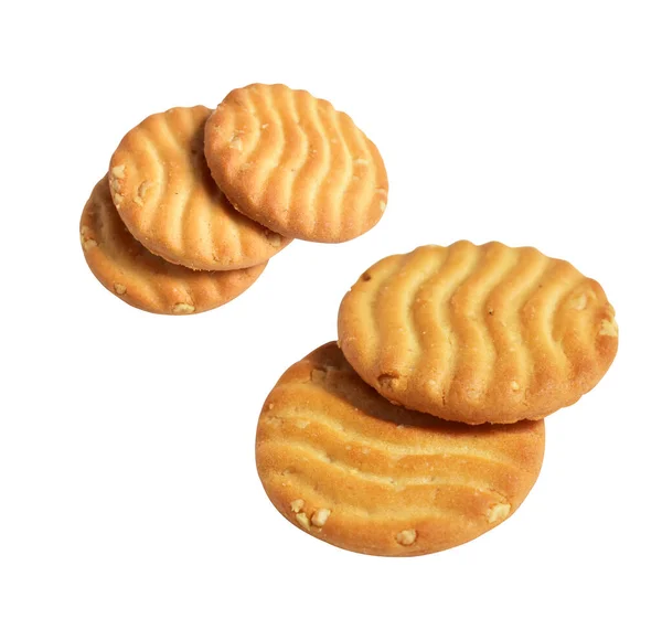 Biscuits Isolated Sweet Butter Crackers Cookies Clipping Path Shadow White — Stock Photo, Image