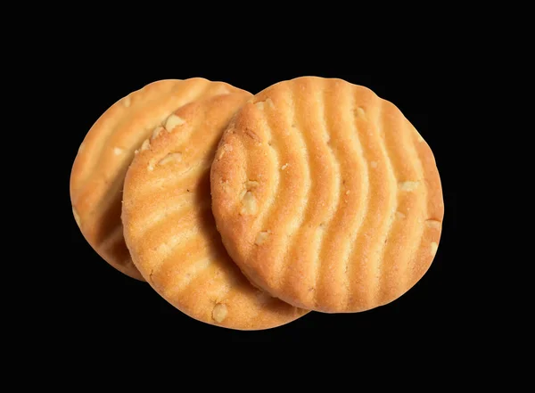 Eine Reihe Von Runden Keksen Isoliert Süße Buttercracker Kekse Mit — Stockfoto